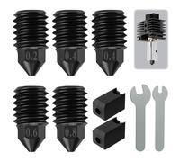 Buses en Acier Trempé Kit pour Imprimantes 3D Inclure 0,2/0,4/0,6/0,8 mm Nozzle, extrudeuse et une clé plate de 4 mm + 7 mm Compatible P1P/P1S/X1/X1C/X1E/Kobra 3/Combo/aventurier 5 m/5 m Pro