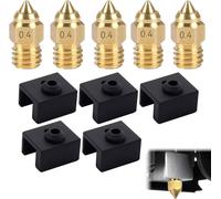 Buses en Laiton 0,4 mm,5 Pièces Buse en Laiton pour Imprimante,Buse Imprimante 3D,Buses D'extrudeuse,en Laiton 0.4mm Extrudeuse Nozzle D'imprimante 3D,3D Printer Hotend Silicone Sock