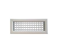 Buses grilles 500 x 200 mm blanches avec ailettes orientables individuellement.