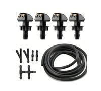 Buses Lave-Glace Kit Buses D'essuie-glace Universelles Pour Voiture, Plastique ABS Noir, 4 Pulvérisation, Tuyau 2, 6 Connecteurs, Installation Avant Pare-Brise Gicleur