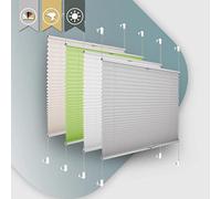 Buseu Store Plissé sans Perçage Gris 110l x 130L cm, Installation Facile par Clips pour Fenêtre ou Porte, Stores Intérieurs Translucide pour Salon, Cuisine, Chambre, Bureau