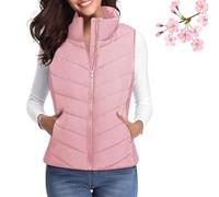 Busgiuar Puffer Vest Women Sleeveless Zip Up Outerwear,Sleeveless Quilted Vest Lightweight Stand For Women (#04,M)