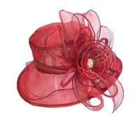Bush Chapeau bibi pour femme Motif église Mariage Mariée Chapeau de soleil Fonction chapeau de soleil, rouge, taille unique