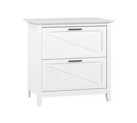 Bush Furniture Key West Classeur latéral à 2 tiroirs Chêne Blanc Pur