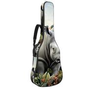 Bush Rhino 1 Sac de transport pour guitare acoustique avec deux poches, résistant à l'eau, double bandoulière réglable, Rhinocéros de brousse, 42.9x16.9x4.7 in, Élégant
