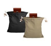 Bushcraft Lot de 2 équipements de recherche de nourriture, panier à champignons, sac à nourriture pour la randonnée, sac de ceinture en cuir pliable, cordon de serrage et boucle (noir et kaki)