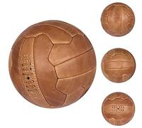 Bushi 1966 Worldcup Ballon de football vintage en cuir vieilli Taille 5, marron clair