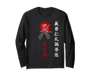 Bushido Samouraï Sept vertus du Bushido Samouraï et Soleil Rouge Manche Longue