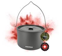 Bushpeak Faitout de camping Outdoor Master - 4 litres - Marmite à soupe avec couvercle portable avec poignée en acier inoxydable solide pour 1 à 6 personnes - Diamètre : 22 cm