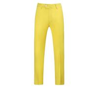 Business Casual Zipper Poches Léger Skinny Grande Taille Cent Couleur unie Hommes Costume Pantalon Paillettes, jaune, XL