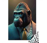 Business Gorilla Puzzle en Pièces Suit Tie 1000 Pièces Papier Recyclé pour Adultes Puzzle Divertente Cadeau E Activité pour La Maison Excellente Idée De Cadeau 52x38cm/1000pcs
