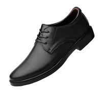 Business Oxford Shoes for Men French Leather Lace-up Wingtip Low Top Casual Non Slip Anti-Slip(Black,39 EU)