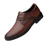 Business Oxford Shoes for Men French Leather Lace-up Wingtip Low Top Casual Non Slip Anti-Slip(Brown,40 EU)