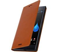 Business Series Flip Cover en cuir véritable Xperia XZ Premium Protection intégrale - Camel
