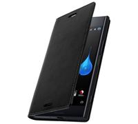 Business Series Flip Cover en cuir véritable Xperia XZ Premium Protection intégrale - Noir