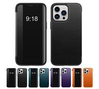 Business Series View Window Flip Folio Leather Case, 2023 New Business Series View Window Flip Folio Leather Case Cover for iPhone 14/13/12/11 Series (Black,for iPhone 14 Pro)