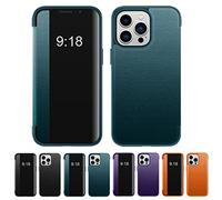 Business Series View Window Flip Folio Leather Case, 2023 New Business Series View Window Flip Folio Leather Case Cover for iPhone 14/13/12/11 Series (Green,for iPhone XR)
