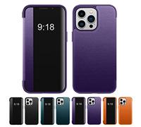 Business Series View Window Flip Folio Leather Case, 2023 New Business Series View Window Flip Folio Leather Case Cover for iPhone 14/13/12/11 Series (Purple,for iPhone XSMAX)