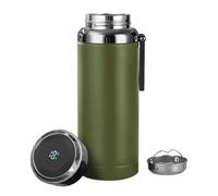 Business Smart Bouteilles d'eau avec affichage de la température en acier inoxydable, tasses isothermes, boucle de transport, sans BPA, double paroi sous vide, étanche, tasse à café et thé à large
