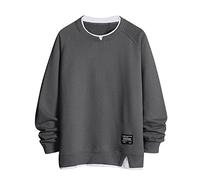Business Solid Patchwork Hoodless Off Shoulder Sleeve Manches Longues Hoodless Sweatshirt Blouse Grosse Cardigans, gris, 4XL