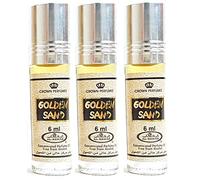 Business Square BS - Lot de 3 Parfums Musc Al Rehab GOLDEN SAND 6 ml - Huile parfumée Orientale Gourmande - Notes Sucrées de Caramel, Vanille, Ambre - Fabriqué à Dubaï