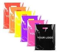 Businss Lot de 100 sacs à provisions en plastique avec logo personnalisé avec poignée (impression recto-verso) (noir, 25 x 35 cm)