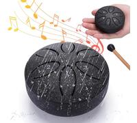BUSOHA Tambour à pluie pour jardin extérieur - 7,6 cm 6 notes en acier - Carillon de pluie étanche pour instrument de jardin, mini tambour à main extérieur