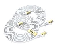 BUSOHE Cat 8 Câble Ethernet 2M 2 Pièces, Câble Réseau LAN Gigabit RJ45 Plat Haute Vitesse, Cordon de Brassage Internet 40Gbps 2000MHz pour Commutateur,Routeur,Modem,Panneau de Brassage,PC (Blanc)