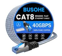 BUSOHE Cat 8 Câble Ethernet 7m, Câble Réseau LAN Gigabit RJ45 Plat Haut Débit, Tressé Cable Internet 40Gbps 2000Mhz Compatible avec PC, Routeurs, Modems