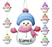 Busparst 7Pcs Ornements Personnalisés d'arbre de Bonhomme de Neige de NoëL Ornements PersonnaliséS avec des Noms pour NoëL DéCorations de NoëL PersonnaliséEs Cadeaux D'Ornement