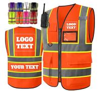 Busparst Gilet de Sécurité Personnalisé avec Logo pour Homme et Femme - Gilet de Travail Réfléchissant Haute Visibilité Classe 2 avec 4 Poches