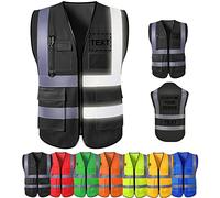 Busparst Gilet de SéCurité Personnalisé Avec Poches, Gilet de SéCurité RéFléChissant Haute Visibilité de Classe 2, Poches et Fermeture éClair, VêTements de Travail de Protection ExtéRieurs