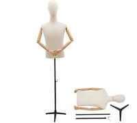Buste avec Support et tête pour Homme, Hauteur réglable de 135 à 193 cm, Corps avec trépied en métal, Mannequin de Couture Amovible pour vitrine (doré, 135 à 193 cm) (Noir, 135 à