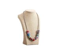 Buste Bijoux Collier en lin jaune pendentif bijoux présentoir support étagère d'exposition chaîne boucle d'oreille bijoux buste affichage organisateur vitrine support(25cm)