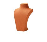 Buste Bijoux Présentoir de collier en microfibre Orange, modèle de cou de Portrait, accessoires de fenêtre d'exposition de bijoux(Orange-7)