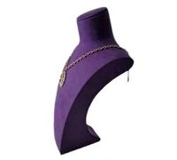 Buste Bijoux Présentoir de modèle de buste en microfibre violet, présentoir en velours, support de rangement for colliers de mariage, vitrine de comptoir de magasin(Purple1)