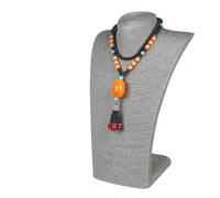 Buste Bijoux Support de collier en lin, présentoir de Mannequin, support de bijoux, pendentifs, modèle d'étagère, cadre de buste, vitrine de bijoux(GRAY,36cmx23cm)