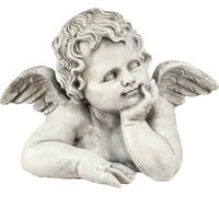 Buste d'ange comme ornement funéraire et figure commémorative - Polyresin Deko Engel 16x10x11,5 cm, résistant aux intempéries et riche en détails pour la décoration de tombes (set de 2)