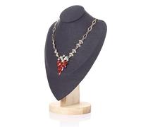 Buste de bijoux avec Base en bois, support d'exposition, modèle de Mannequin de collier for spectacles de comptoir de chambre à coucher(L GREY)