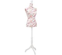 vidaXL Buste de couture de femme en coton blanc, motifs à rosiers
