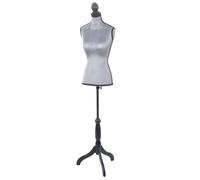 Buste de couture feminin sur pieds hauteur regable mannequin femme deco vitrine gris velours 04_0004289