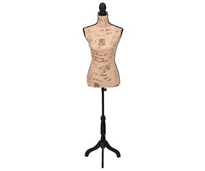 Buste de couture pour femme en jute réglable en hauteur 133-168 cm avec trépied robuste idéal pour les présentations de mode, dressing, chambre à coucher, couloir, bureau, hôtel