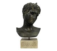 Buste de garçon Éphébe de Maratho - Réplique du musée grec - Statue en plâtre dur faite à la main - Sculpture d'art classique grec 22 cm