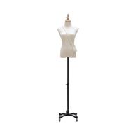 Buste de Mannequin féminin en Hauteur réglable de 130 à 190 cm, modèle de Corps de Mannequin avec Base à Rouler Mobile en métal, pour vêtements, Robe, Bijoux (sans tête et Bras)