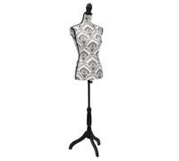 Buste de présentation femme - vidaXL - Noir et blanc - Hauteur réglable 133-168 cm - Polyester 100% - Épaule 37 cm