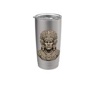 Buste en pierre de guerrier maya antique relique sculpture art Gobelet isotherme en acier inoxydable double paroi