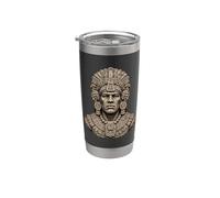 Buste en pierre de guerrier maya antique relique sculpture art Gobelet isotherme en acier inoxydable double paroi