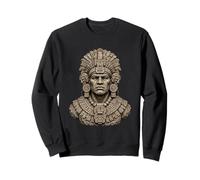 Buste en Pierre de Guerrier Maya Antique Relique Sculpture Art Sweatshirt