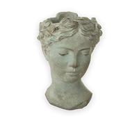 Buste Exner aspect vieilli env. Pot de fleurs 27 x 18 cm - Gris mat - Pour plantes et fleurs - Décoration antique - Céramique robuste - Pot de fleurs vintage décoratif