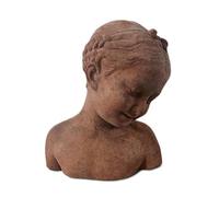 Buste Fille en Terre Cuite Naturel Intérieur Décoration Art Classique H 26cm